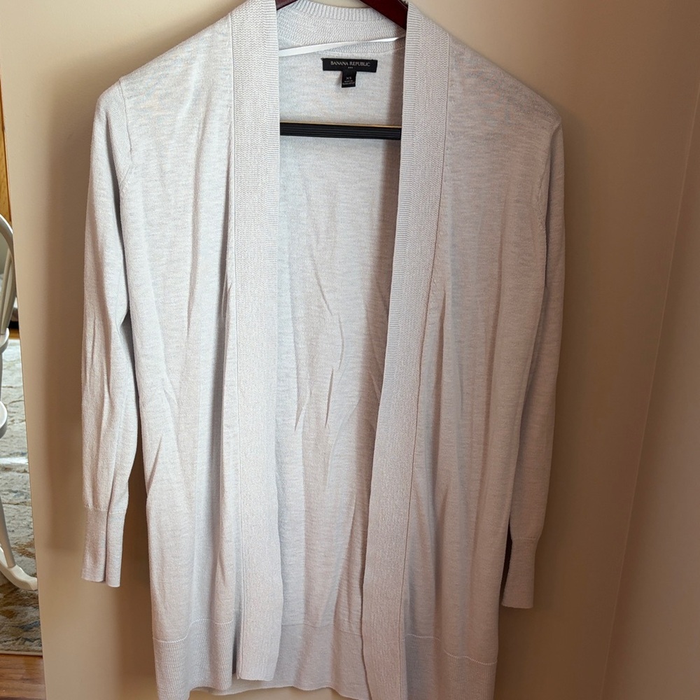 Banana Republic Light Gray Open Cardigan